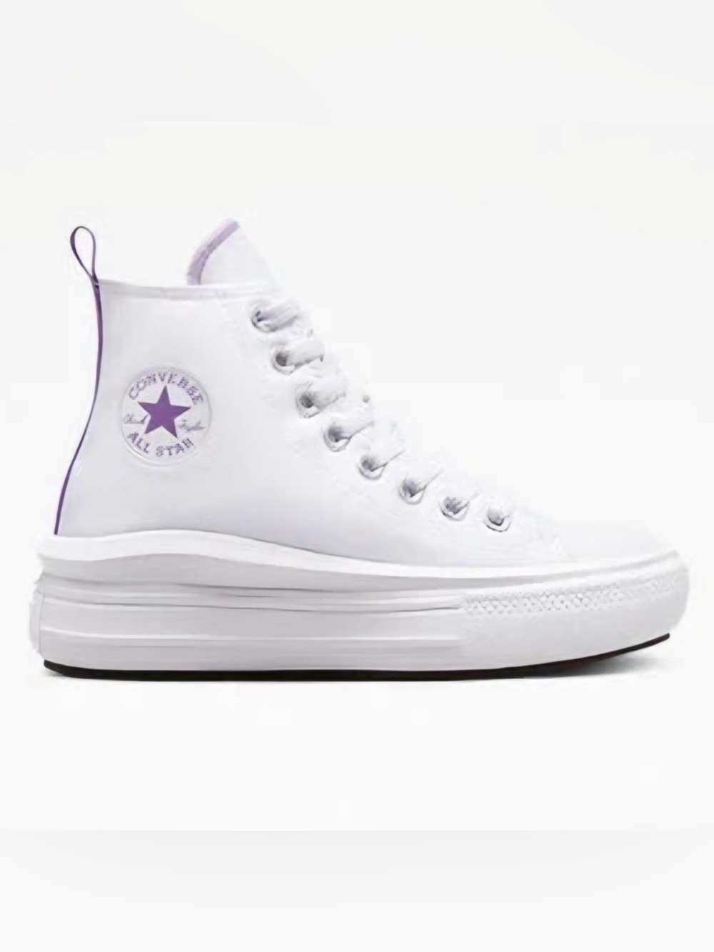 Converse High Top Sneakers in White with Purple Star Accent